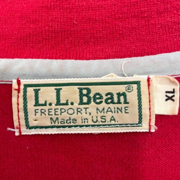 Vtg 80s LL Bean Rugby Shirt Men's XL Red Cotton Jersey Colorblock MADE IN‎ USA - Picture 5 of 6